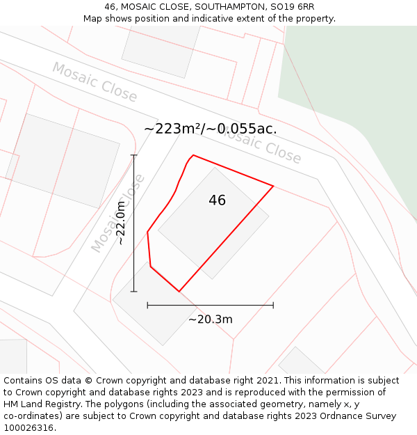 46, MOSAIC CLOSE, SOUTHAMPTON, SO19 6RR: Plot and title map