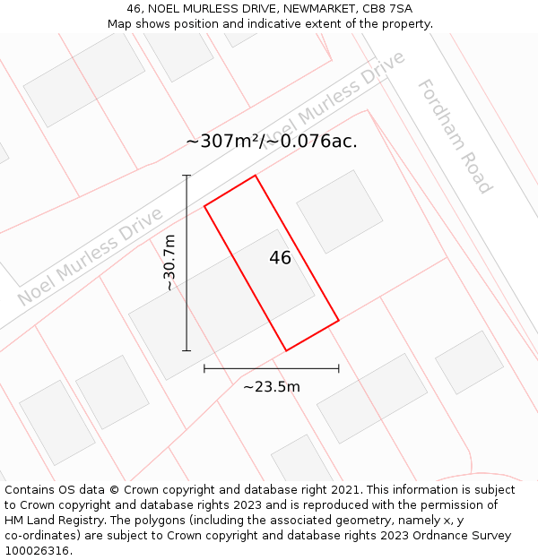 46, NOEL MURLESS DRIVE, NEWMARKET, CB8 7SA: Plot and title map