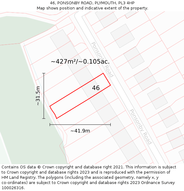 46, PONSONBY ROAD, PLYMOUTH, PL3 4HP: Plot and title map