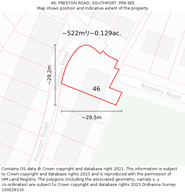 46, PRESTON ROAD, SOUTHPORT, PR9 9EE: Plot and title map