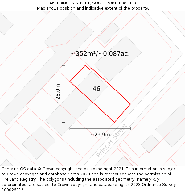 46, PRINCES STREET, SOUTHPORT, PR8 1HB: Plot and title map