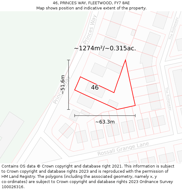 46, PRINCES WAY, FLEETWOOD, FY7 8AE: Plot and title map