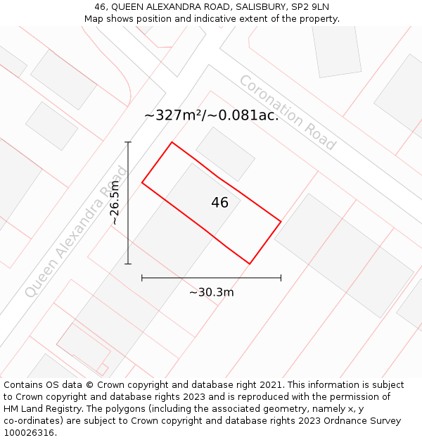 46, QUEEN ALEXANDRA ROAD, SALISBURY, SP2 9LN: Plot and title map