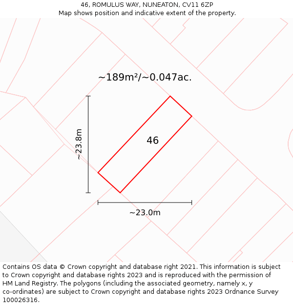 46, ROMULUS WAY, NUNEATON, CV11 6ZP: Plot and title map