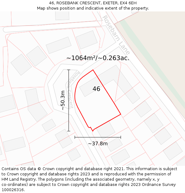 46, ROSEBANK CRESCENT, EXETER, EX4 6EH: Plot and title map