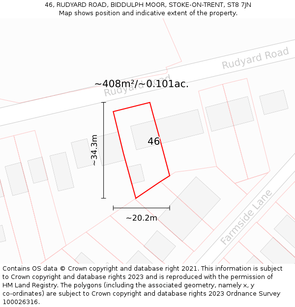 46, RUDYARD ROAD, BIDDULPH MOOR, STOKE-ON-TRENT, ST8 7JN: Plot and title map