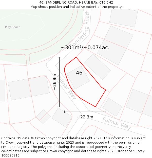 46, SANDERLING ROAD, HERNE BAY, CT6 6HZ: Plot and title map