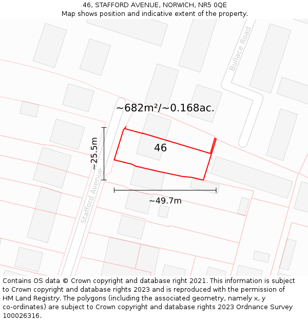 46, STAFFORD AVENUE, NORWICH, NR5 0QE: Plot and title map