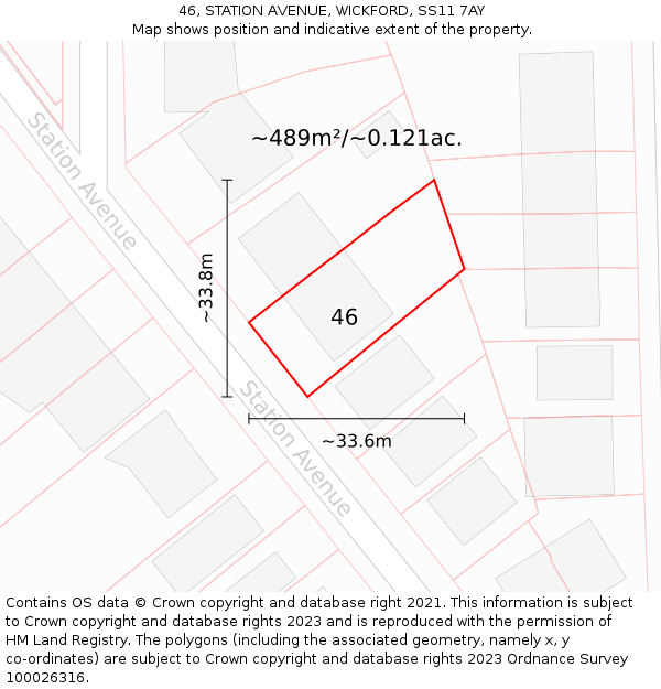 46, STATION AVENUE, WICKFORD, SS11 7AY: Plot and title map