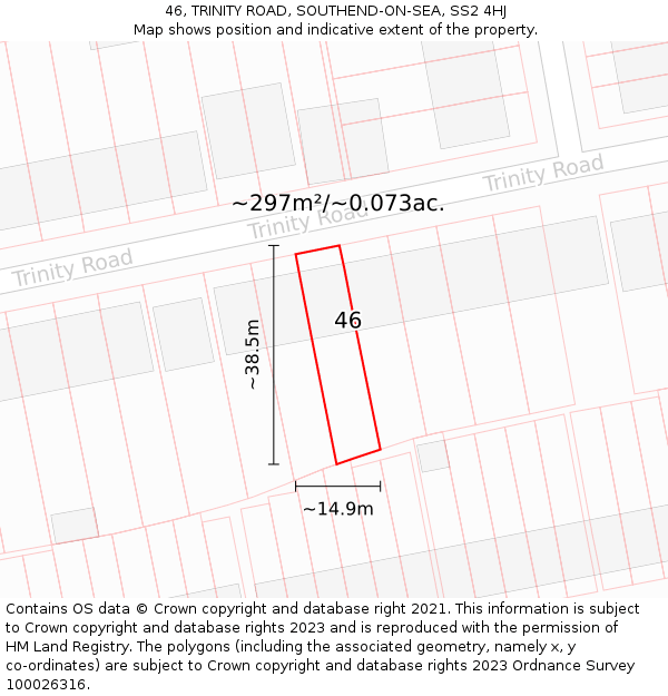 46, TRINITY ROAD, SOUTHEND-ON-SEA, SS2 4HJ: Plot and title map