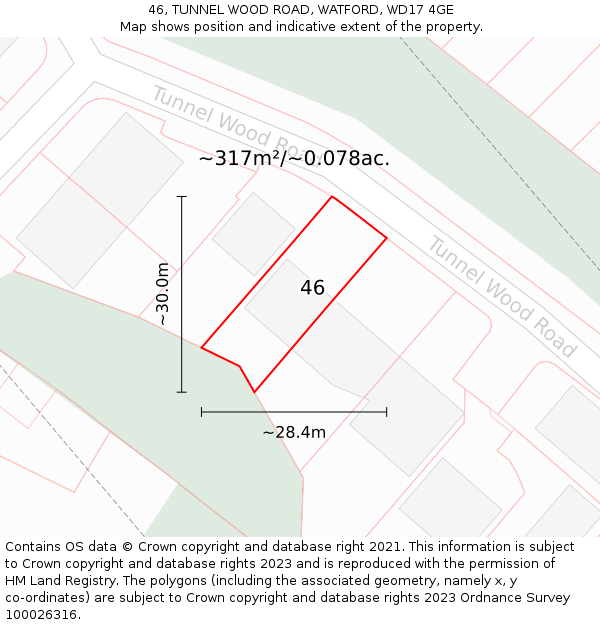 46, TUNNEL WOOD ROAD, WATFORD, WD17 4GE: Plot and title map