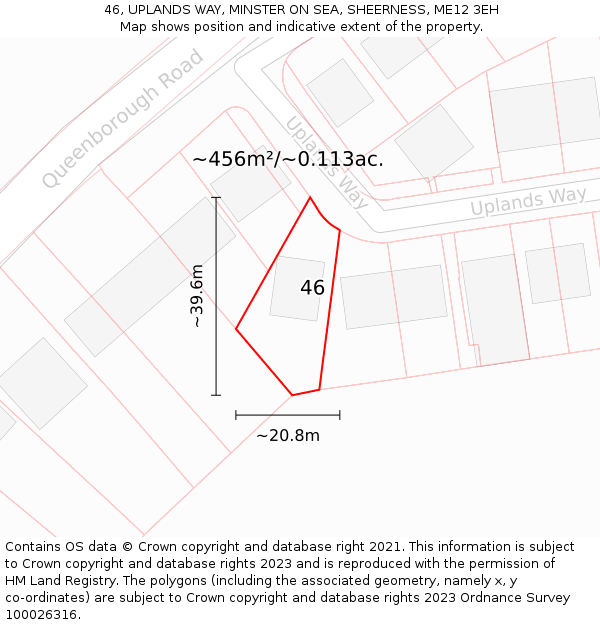 46, UPLANDS WAY, MINSTER ON SEA, SHEERNESS, ME12 3EH: Plot and title map