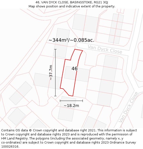 46, VAN DYCK CLOSE, BASINGSTOKE, RG21 3QJ: Plot and title map