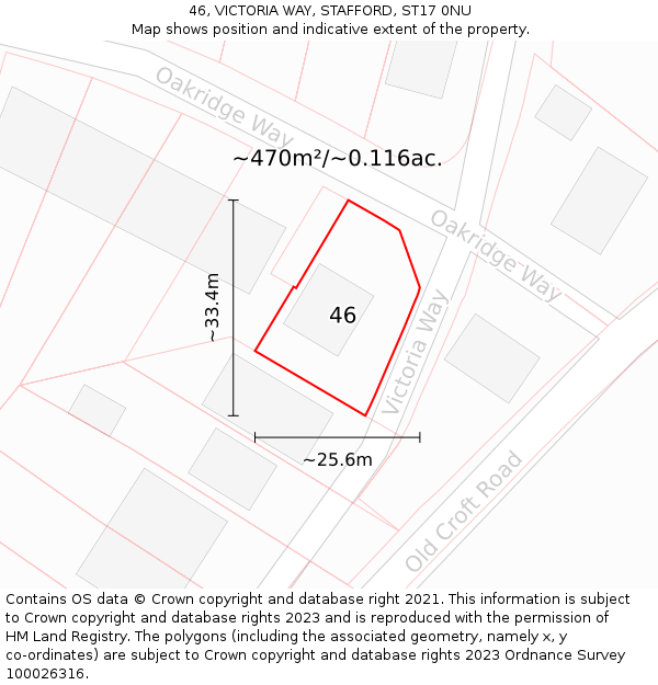 46, VICTORIA WAY, STAFFORD, ST17 0NU: Plot and title map