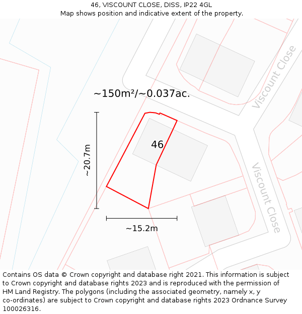 46, VISCOUNT CLOSE, DISS, IP22 4GL: Plot and title map