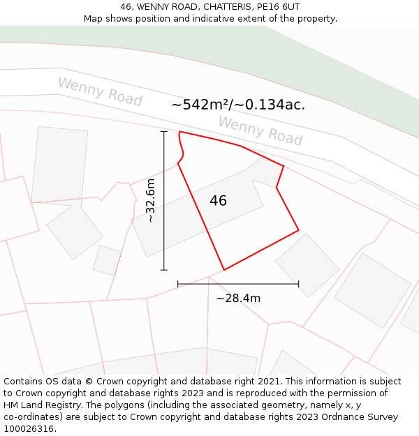 46, WENNY ROAD, CHATTERIS, PE16 6UT: Plot and title map