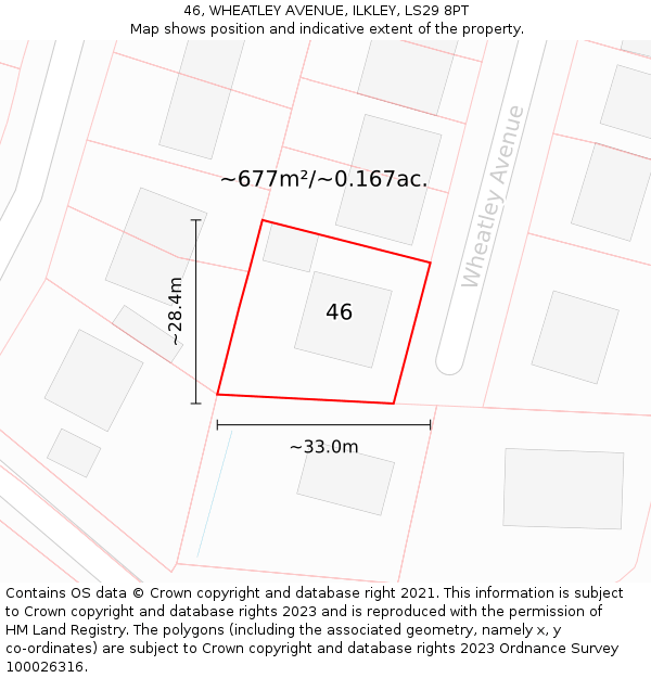 46, WHEATLEY AVENUE, ILKLEY, LS29 8PT: Plot and title map