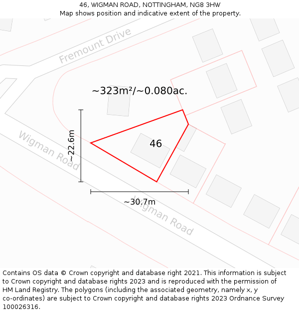 46, WIGMAN ROAD, NOTTINGHAM, NG8 3HW: Plot and title map