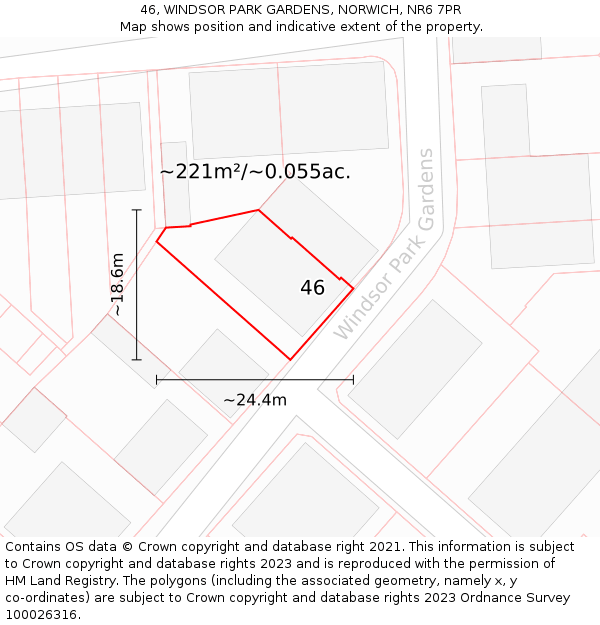 46, WINDSOR PARK GARDENS, NORWICH, NR6 7PR: Plot and title map