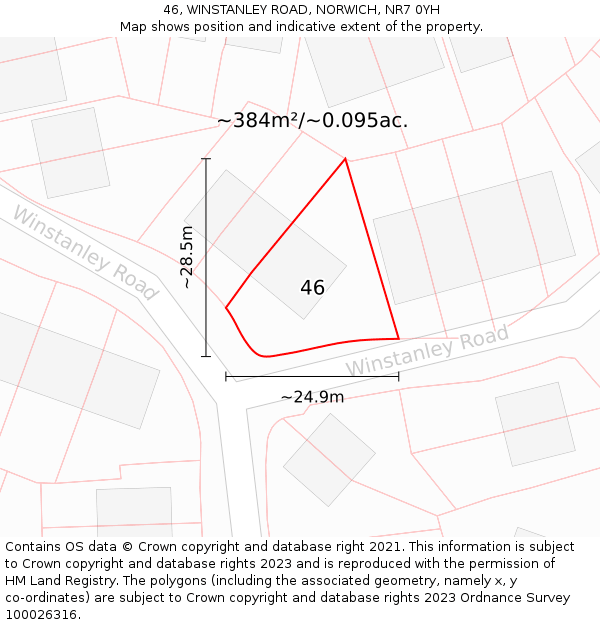 46, WINSTANLEY ROAD, NORWICH, NR7 0YH: Plot and title map