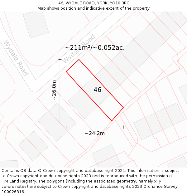 46, WYDALE ROAD, YORK, YO10 3PG: Plot and title map