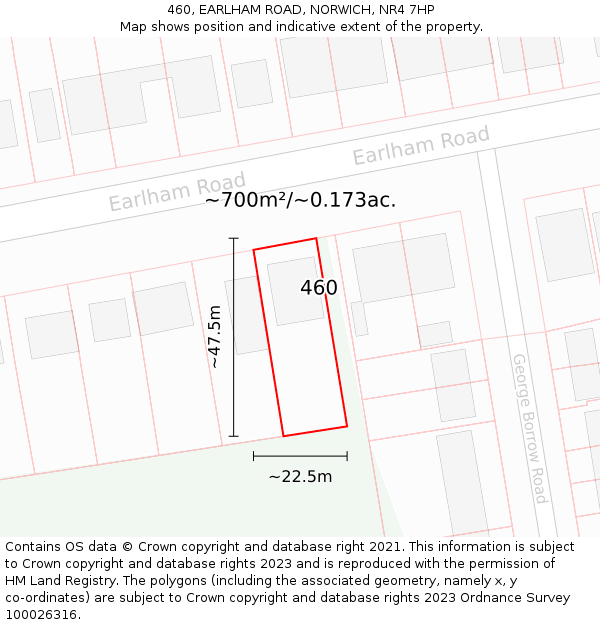 460, EARLHAM ROAD, NORWICH, NR4 7HP: Plot and title map