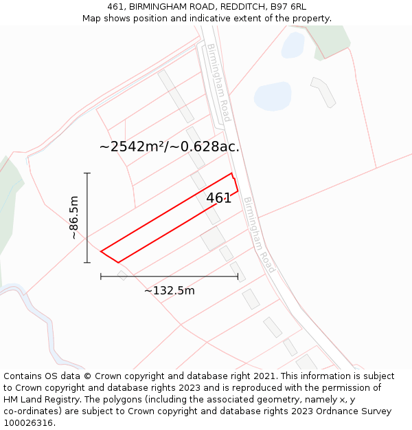 461, BIRMINGHAM ROAD, REDDITCH, B97 6RL: Plot and title map