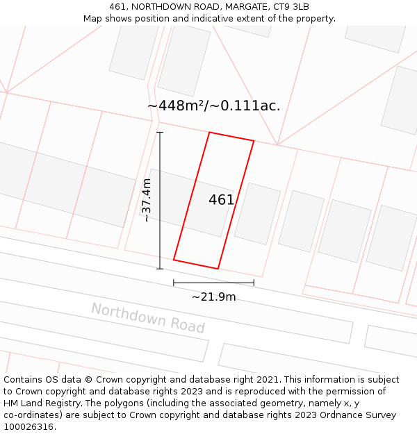 461, NORTHDOWN ROAD, MARGATE, CT9 3LB: Plot and title map