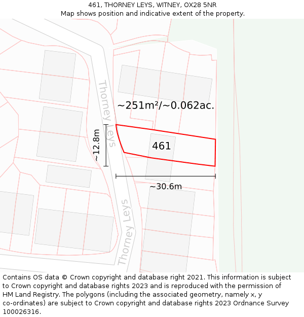 461, THORNEY LEYS, WITNEY, OX28 5NR: Plot and title map