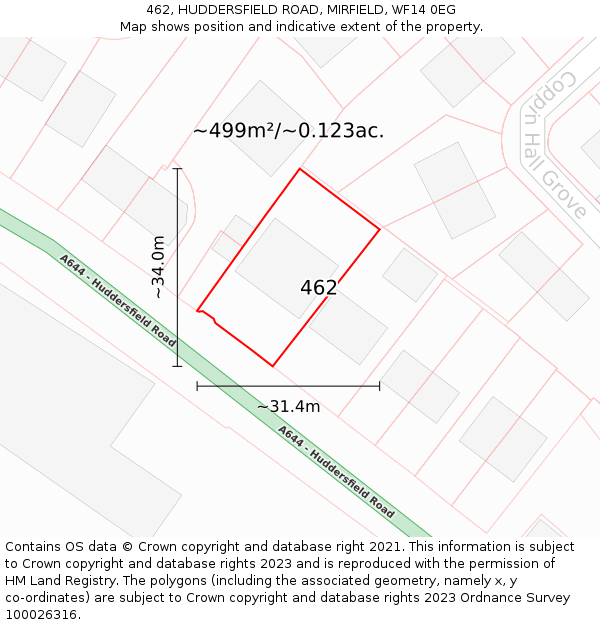 462, HUDDERSFIELD ROAD, MIRFIELD, WF14 0EG: Plot and title map