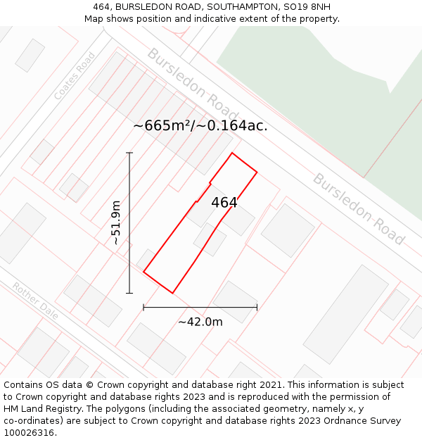 464, BURSLEDON ROAD, SOUTHAMPTON, SO19 8NH: Plot and title map