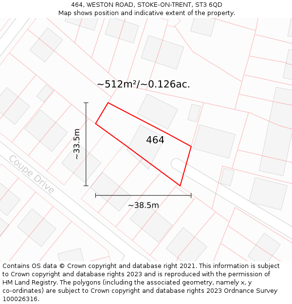 464, WESTON ROAD, STOKE-ON-TRENT, ST3 6QD: Plot and title map