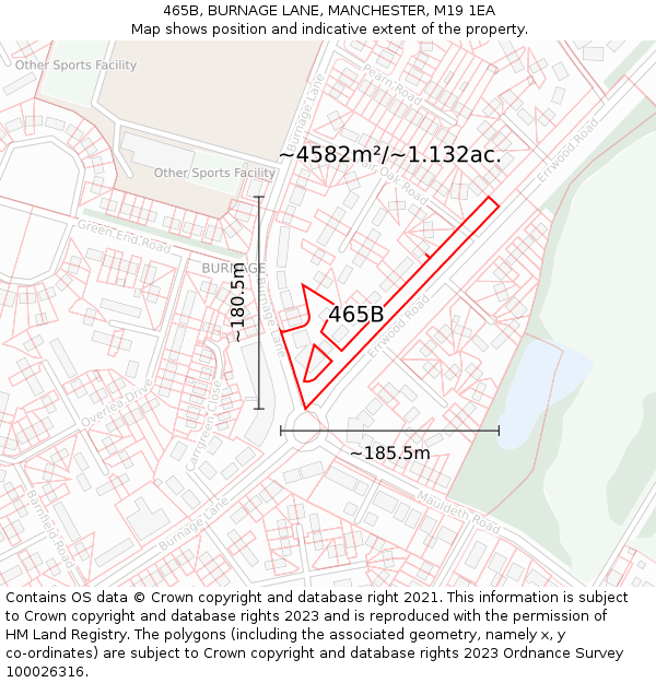 465B, BURNAGE LANE, MANCHESTER, M19 1EA: Plot and title map