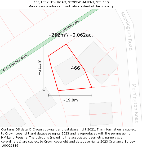 466, LEEK NEW ROAD, STOKE-ON-TRENT, ST1 6EQ: Plot and title map