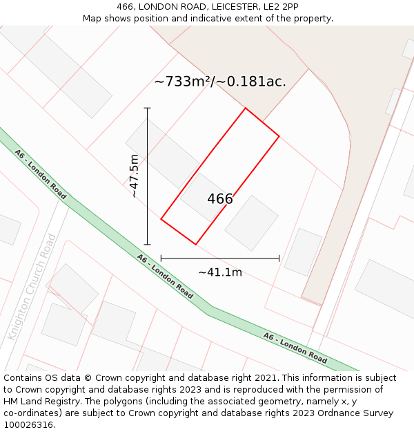 466, LONDON ROAD, LEICESTER, LE2 2PP: Plot and title map