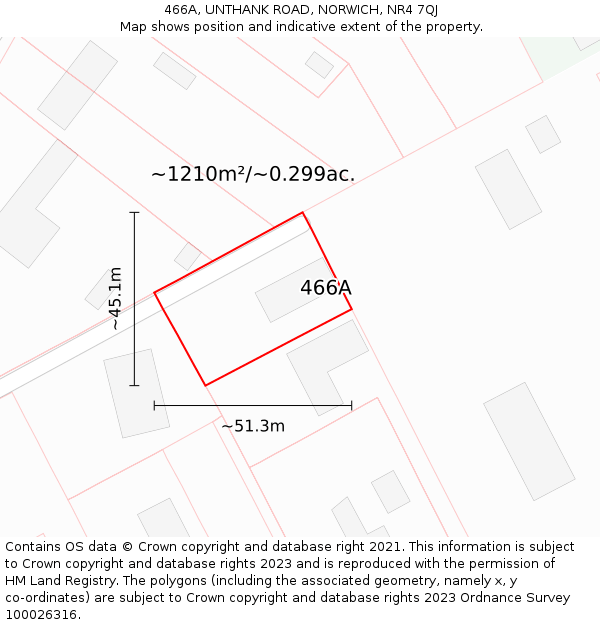 466A, UNTHANK ROAD, NORWICH, NR4 7QJ: Plot and title map