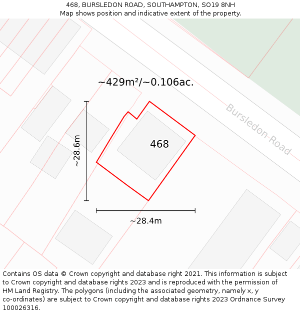 468, BURSLEDON ROAD, SOUTHAMPTON, SO19 8NH: Plot and title map