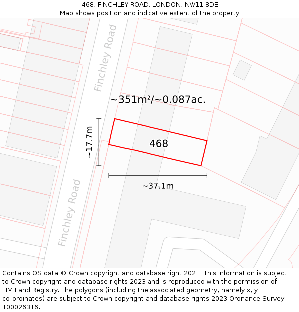 468, FINCHLEY ROAD, LONDON, NW11 8DE: Plot and title map