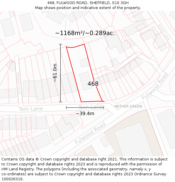 468, FULWOOD ROAD, SHEFFIELD, S10 3GH: Plot and title map