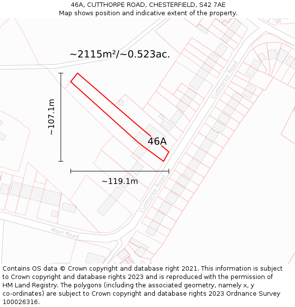 46A, CUTTHORPE ROAD, CHESTERFIELD, S42 7AE: Plot and title map