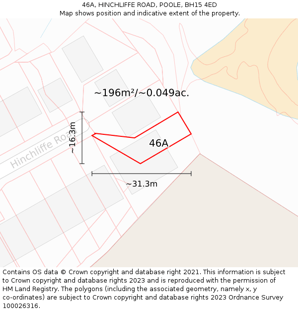 46A, HINCHLIFFE ROAD, POOLE, BH15 4ED: Plot and title map