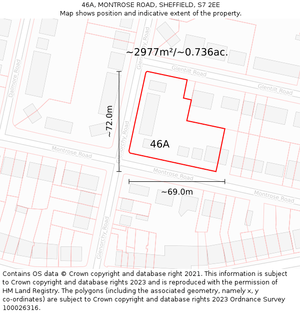 46A, MONTROSE ROAD, SHEFFIELD, S7 2EE: Plot and title map
