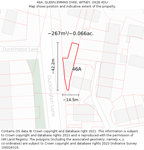 46A, QUEEN EMMAS DYKE, WITNEY, OX28 4DU: Plot and title map