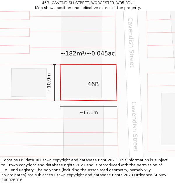 46B, CAVENDISH STREET, WORCESTER, WR5 3DU: Plot and title map