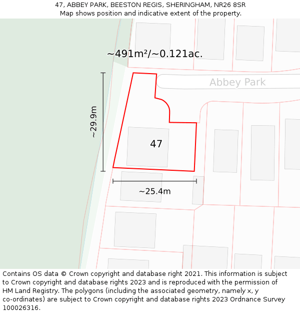 47, ABBEY PARK, BEESTON REGIS, SHERINGHAM, NR26 8SR: Plot and title map