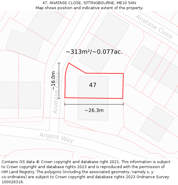 47, ANATASE CLOSE, SITTINGBOURNE, ME10 5AN: Plot and title map