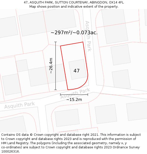 47, ASQUITH PARK, SUTTON COURTENAY, ABINGDON, OX14 4FL: Plot and title map