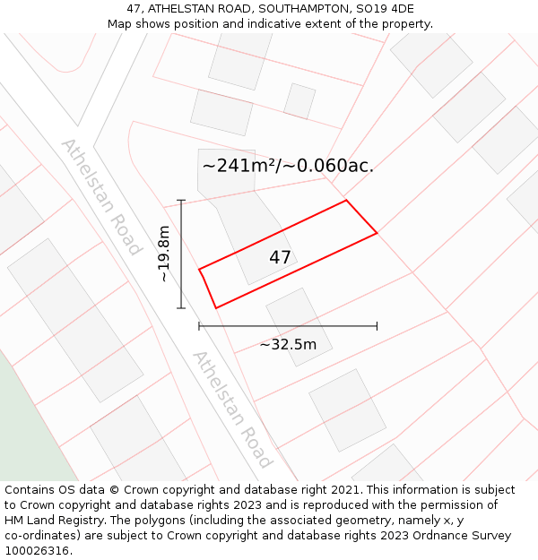 47, ATHELSTAN ROAD, SOUTHAMPTON, SO19 4DE: Plot and title map