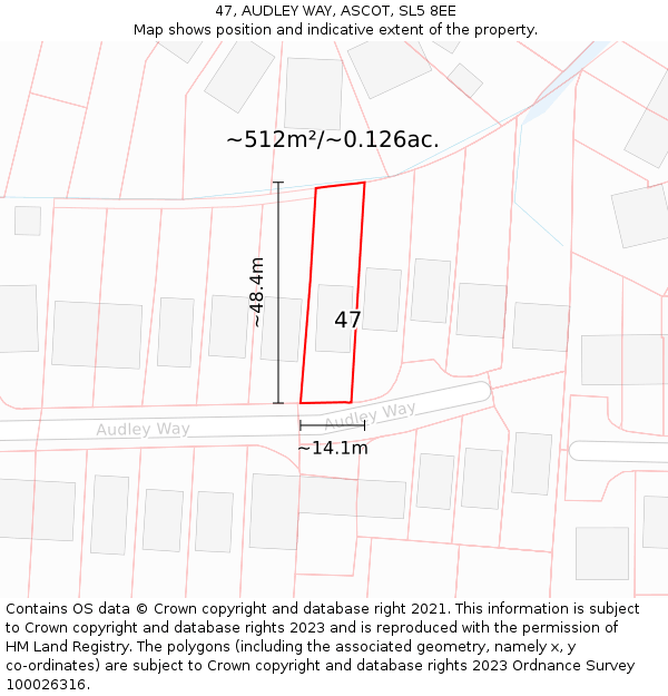 47, AUDLEY WAY, ASCOT, SL5 8EE: Plot and title map