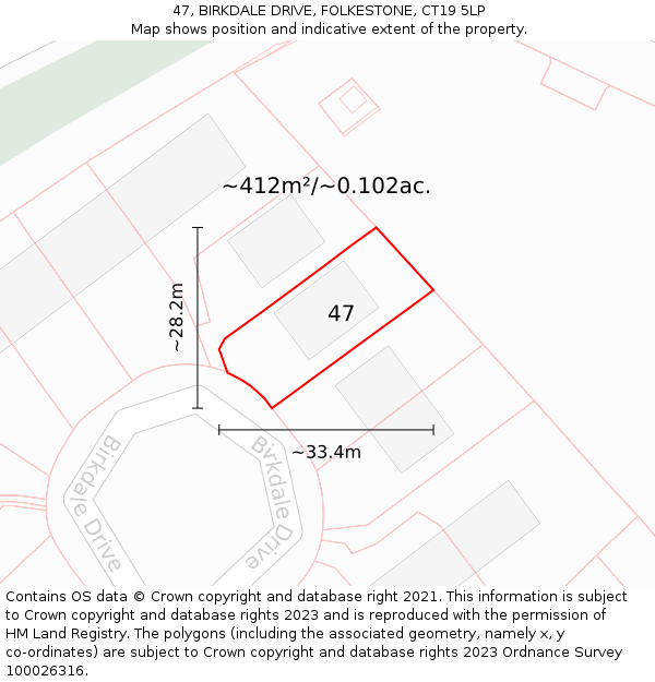 47, BIRKDALE DRIVE, FOLKESTONE, CT19 5LP: Plot and title map